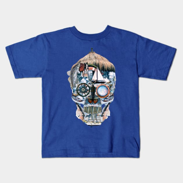 Skull Ocean Kids T-Shirt by rizapeker